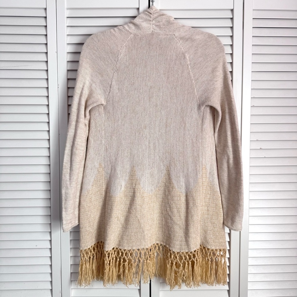 Lilly Pulitzer Tatum Long Fringe Hem Open Cardigan Sweater Gold Metallic Size XS - Picture 9 of 13
